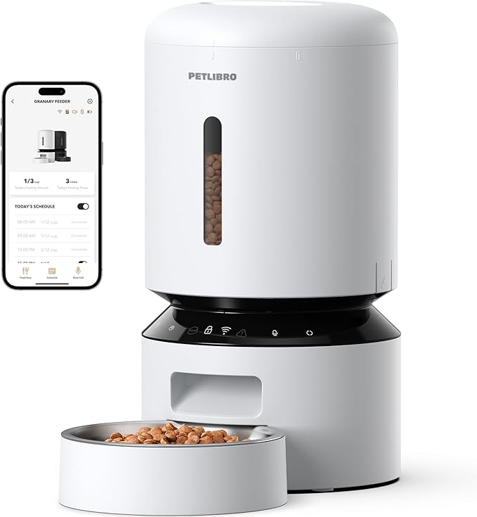 PETLIBRO Automatic Cat Feeder, 5G WiFi Automatic Dog Feeder with Freshness Preservation, 5L Timed Cat Feeders with Low Food Sensor, Up to 10 Meals Per Day, Granary Pet Feeder for Cats/Dogs