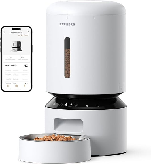 PETLIBRO Automatic Cat Feeder, 5G WiFi Automatic Dog Feeder with Freshness Preservation, 5L Timed Cat Feeders with Low Food Sensor, Up to 10 Meals Per Day, Granary Pet Feeder for Cats/Dogs