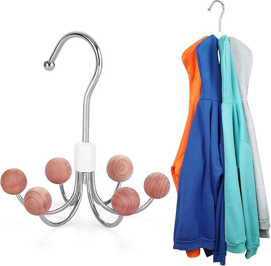 TOPIA HANGER Hoodie Hanger with 6 Cedar Balls, 360°Swivel Purse Hanger, Scarf Hanger, Closet Hooks, Handbag Organizer, Bra Hanger, Accessory Organizers for Scarf, Tanktop, Hat, Hoodie CT56C