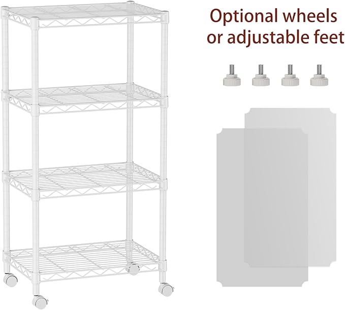 SINGAYE 4 Small Wire Shelves Kitchen Pantry Close Home Organizers and Storage Bathroom Shelf Laundry Room Organization Adjustable Book Metal Garage Shelving Unit