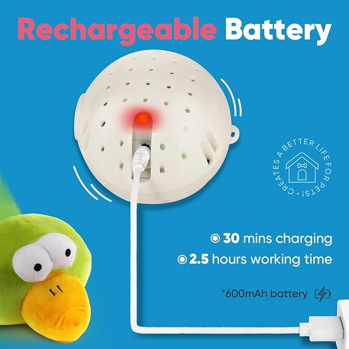 Petbobi Interactive Dog Toys, Upgrade Plush Monster Dog Toy Squeaky Crazy Bouncer Ball USB Rechargeable for Small and Medium Puppy to Self Play, Birds Bobby