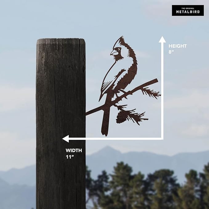 METALBIRD - Cardinal - Outdoor Tree Ornaments in Corten Steel - Metal Art Proudly Made in The USA