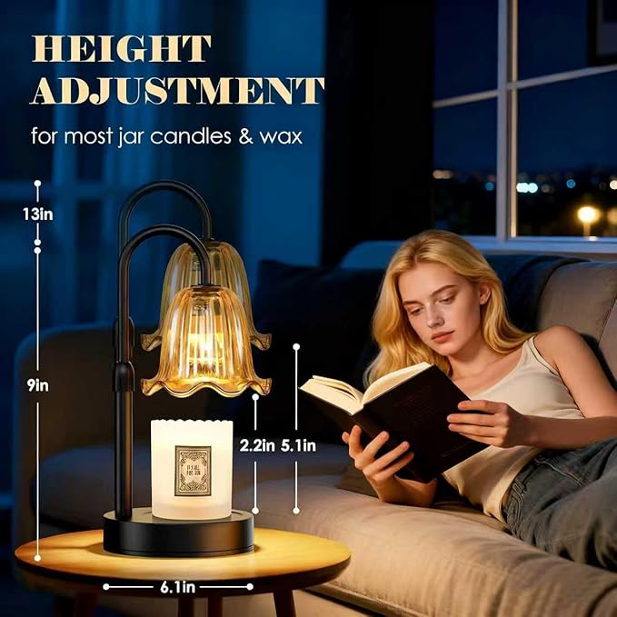 Candle Warmer Lamp with Timer Dimmer, House Warming Gifts New Home Decor, Christmas Birthday Gifts for Women Mom, Vintage Wax Warmer for Scented Wax Jar Candles with 2 Bulbs
