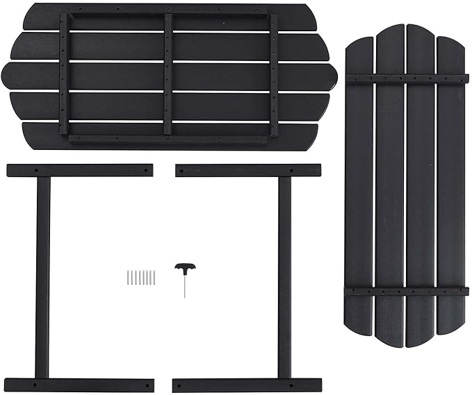 Adirondack Outdoor Patio Table-2 Tier Black Coffee Table Irregular Outside Table for Backyard Pool