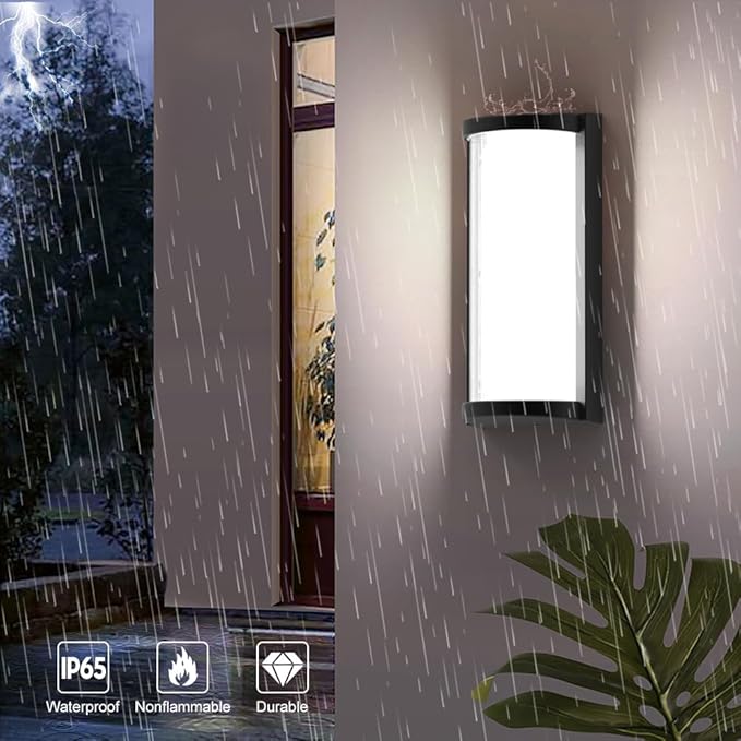 Sytmhoe Modern Outdoor Wall Lights,Exterior Wall Sconce Lighting Fixtures,LED Wall Mounted Lamps,Matte Black Porch&Patio Light,IP65 Waterproof for Hallway Stairs Gardens(6000k)