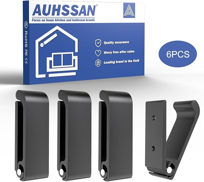 6Pcs 3'' Folding Coat Hooks Black Foldable Hooks Aluminum Alloy Wall Hooks Headphones Holder Wall Mounted with 12pcs Screws Set for Hanging Coats, Bags, Hat, Towel, Keys