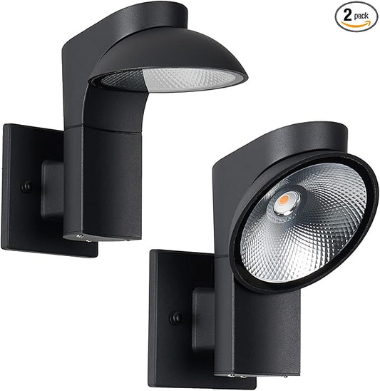 LED Outdoor Wall Light,Lamp Head 350 ° Angle Adjustment, 120-277V Dimmable, 1200LM3000K, IP65 Waterproof for Outdoor Light Fixture, forFront Door Porch Garage Entryway, 2-Pack