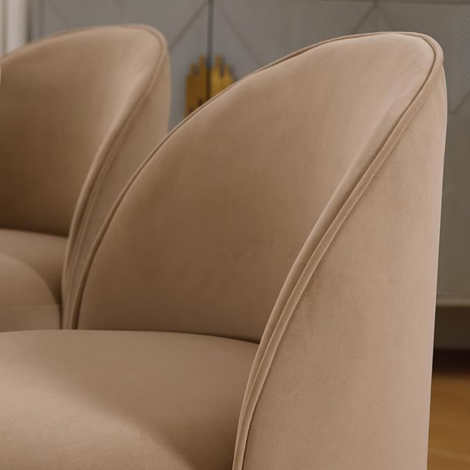 Modern Barrel Dining Chairs Set of 4, Swivel Base Khaki Accent Chair 360°Rotating Vanity Chair Mid-Century Dining Side Chair Kitchen Chair for Living Room, Bedroom, Home, Office, Kitchen