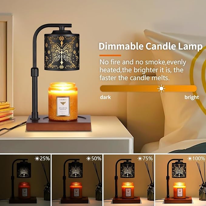 Candle Warmer Lamp with Adjustable Height Dimmable for New Home Decor Electric Candle Warmer for Jar Candles Birthday Gifts for Women Mom(Crucifix Butterfly)