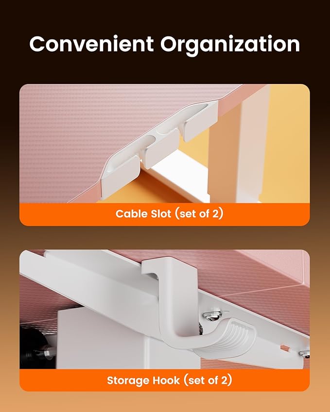 ErGear Height Adjustable Electric Standing Desk, 55 x 27.5 Inches Sit Stand up Desk, Memory Computer Home Office Desk with Two-Piece Desktop (Pink)