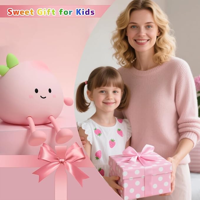 Peach Night Light for Adults Kids,Cute Silicone Dimmable Sleeping and decoration Nightlight, Rechargeable Bedside Touch Table Lamp for Breastfeeding Christmas Gifts Lover Kids Kawaii Room Decor