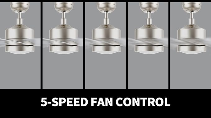 CEME 52" Ceiling Fan with Light Low Profile, DC 5 Speeds Silent Ceiling Fan with Remote, 3 Light Colors Dimmable LED, for Bedroom Room, Silver