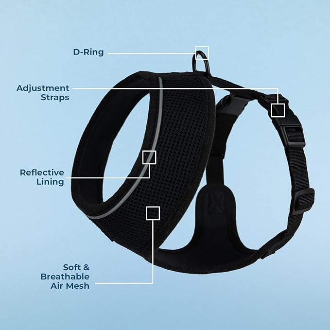 Best Pet Supplies Voyager Aerolite No Pull Mesh Dog Harness, Reflective Stitching, Breathable Harness, Adjustable for Walking, Training, Running, Heavy Duty and Durable, Black, XL