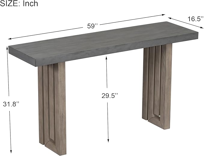 Contemporary Minimalist Wood Console Table 59-Inch Modern Entry Sofa Table Accent Table for Entryway Living Room Home Office, Gray