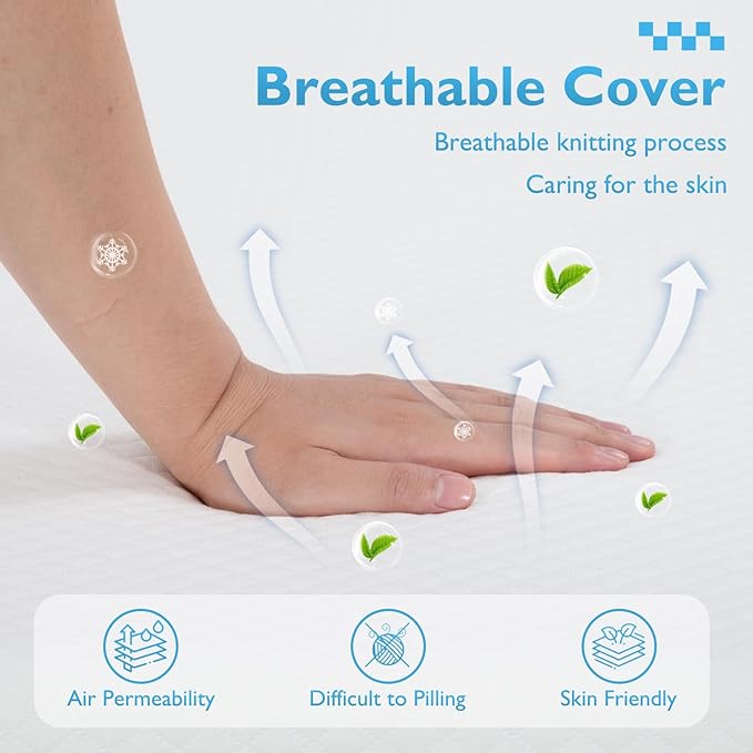 FDW | 8 Inch Twin XL Mattress | Medium Firm | Gel Memory Foam Mattress | White | Bed in a Box, CertiPUR-US Certified | Pressure Relief, Cooling Ventilated Foam | Washable Removable Cover