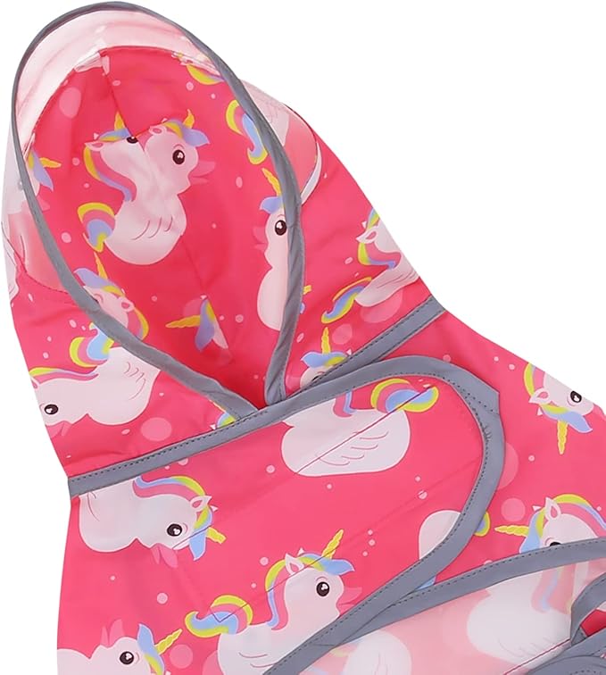 HDE Dog Raincoat with Clear Hood Rain Jacket Poncho for Small Medium Large Dogs Unicorn Ducks Pink - XXL