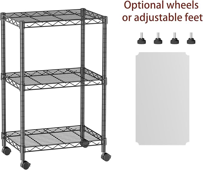 SINGAYE 3 Small Wire Shelves Kitchen Pantry Close Home Organizers and Storage Bathroom Shelf Laundry Room Organization Adjustable Book Metal Garage Shelving Unit