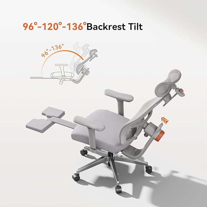 Newtral Ergonomic Office Chair - Home Office Desk Chair with Adaptive Lumbar Support, with Footrest, 4D Armrest, Adjustable Seat Depth & Height
