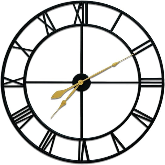 36inch/91cm Large Wall Clocks for Living Room Decor,Wall Clocks Battery Operated,Metal,Decorative,Analog,Silent, Non Ticking,Extra Large Wall Clock (Iron Roman Numerals, 36 inches)