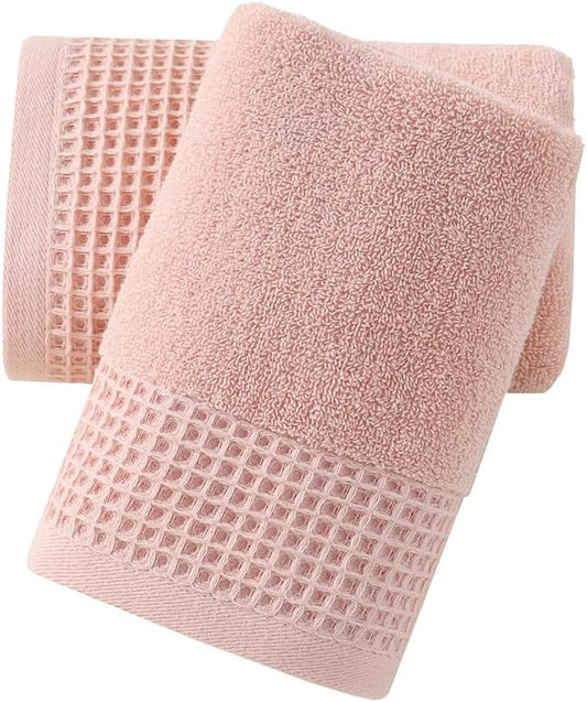 sense gnosis Pink Hand Towels Set of 2 Soft 100% Cotton Waffle Pattern Decorative Highly Absorbent Hotel Bathroom Hand Towel 13x29 Inch