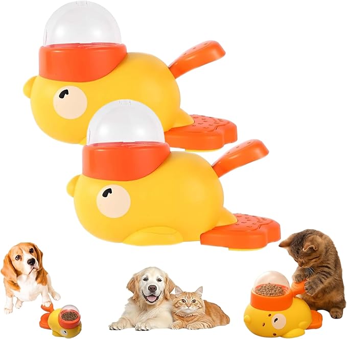 Cat Slot Machine Treat Dispenser, Duck Cat Treat Dispenser, Duck Treat Dispenser for Dogs, for Pet Healthy Eating & IQ Training (2pcs)