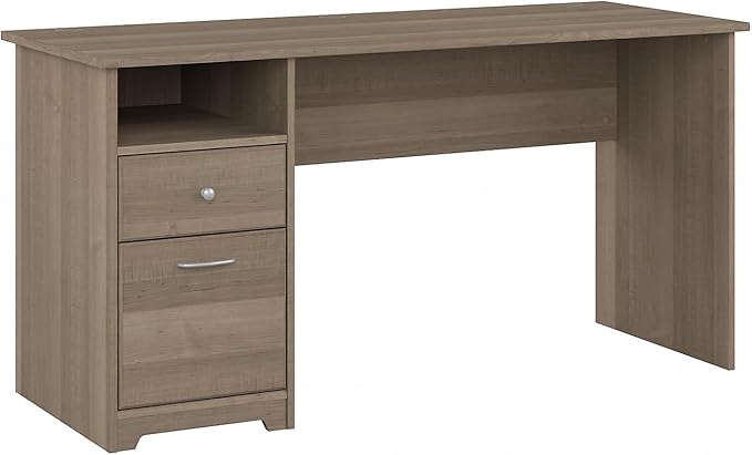 Bush Furniture Cabot 60W Computer Desk with Drawers in Ash Gray, Workstation and File Storage, Desktop with Organization Solutions for Home Office
