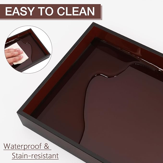 Acrylic Tray 5mm Thicken for Vanity Makeup, Perfume, Jewelry Holder, Napkin, Amber 12x6''Decorative Serving Tray for Bathroom, Toilet Tank, Sink Countertop, Living Room,Dresser, Coffee Table