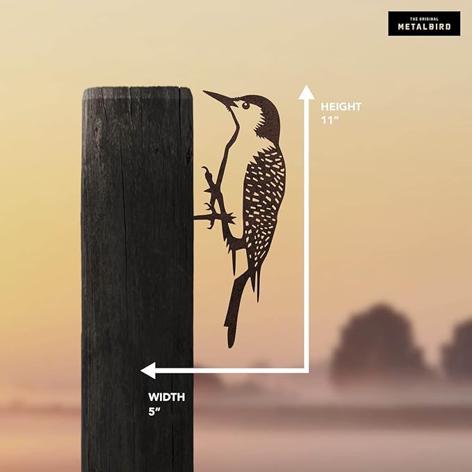 METALBIRD - Woodpecker - Outdoor Tree Ornaments in Corten Steel - Metal Art Proudly Made in The USA