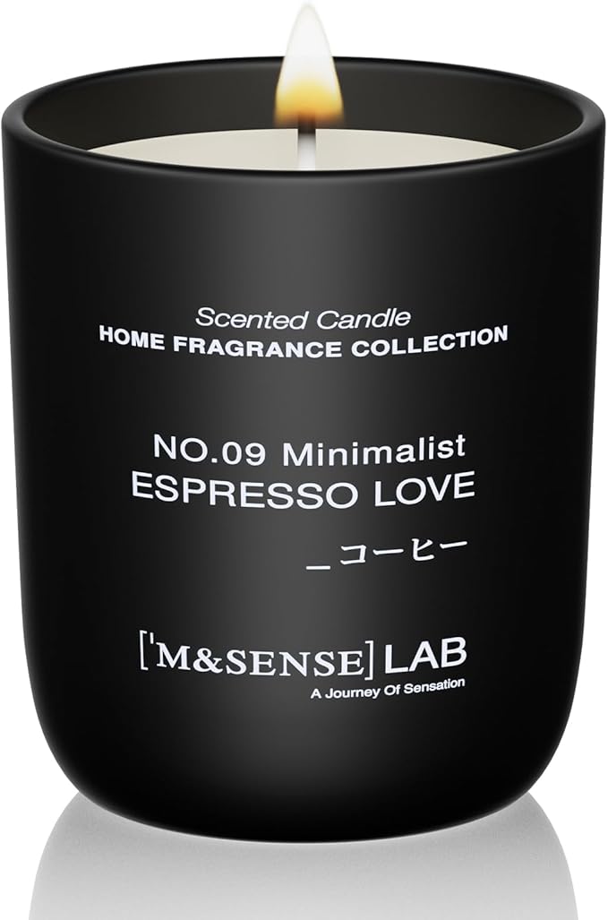M&SENSE Natural Soy Candle| Espresso Love | 5.3 oz | Minimalist Christmas Scented Candle for Relaxation, Gifting, Home Décor | for Bedroom, Office, Party Small