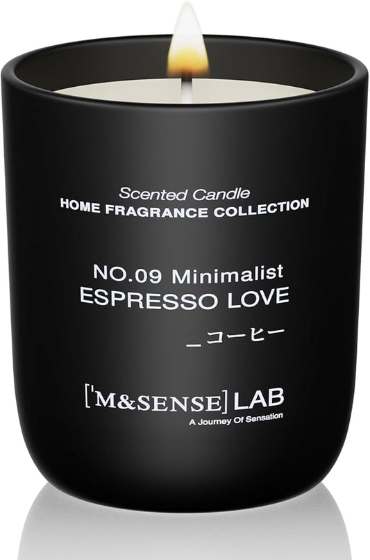 M&SENSE Natural Soy Candle| Espresso Love | 5.3 oz | Minimalist Christmas Scented Candle for Relaxation, Gifting, Home Décor | for Bedroom, Office, Party Small