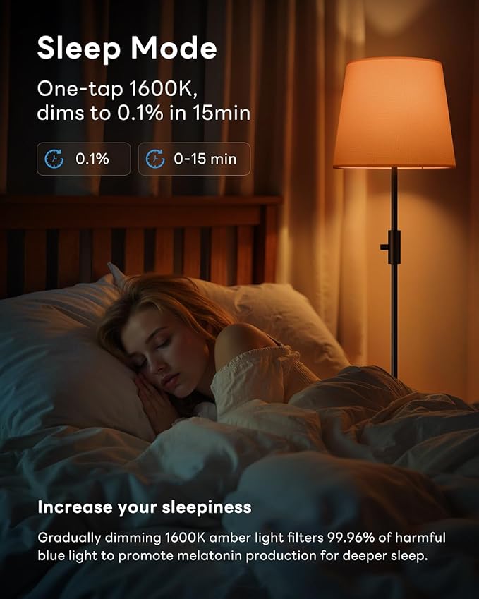 Dimmable Floor Lamp, 1200 Lumens RGBCW Color Change Bulb Included, Standing Lamp with Linen Shade, 62" Tall Lamp with Remote for Living Room, Bedroom, Office, Dining Room, Kitchen, Black