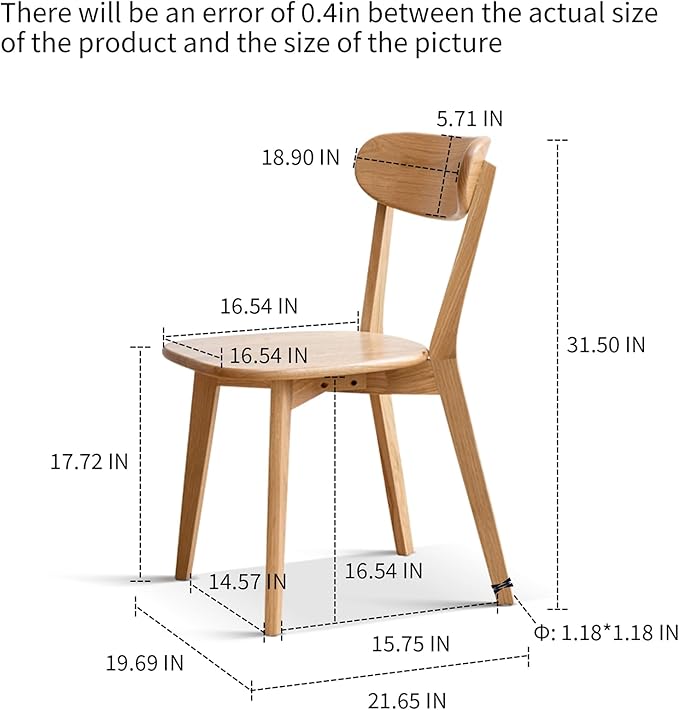Kitchen Chairs Set of 6 - FAS-Grade North American Oak,Solid Wood Dining Chairs Suitable for Restaurants,Kitchens,Offices,Home or Commercial Use,Sturdy 400 lbs Capacity