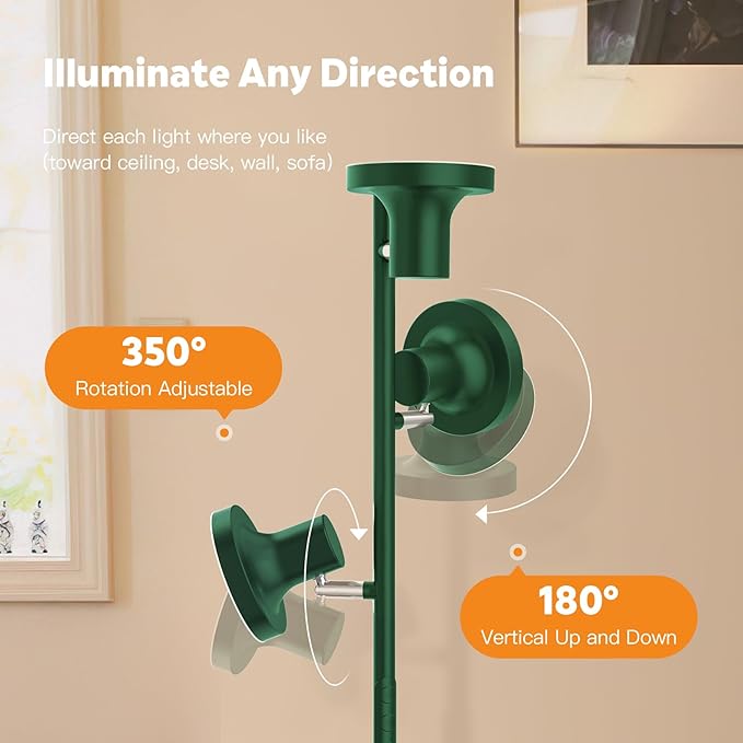 36W LED Tree Floor Lamp, Modern Dimmable Standing Lamp with Remote & Touch Control, 4 Color Temperatures, 3 Rotatable LED Light Floor Lamps for Living Room, Bedroom, Office