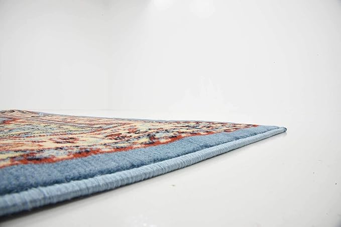 Unique Loom Reza Collection Traditional Persian Style Area Rug, Rectangular 5' 1" x 8' 0", Light Blue/Ivory