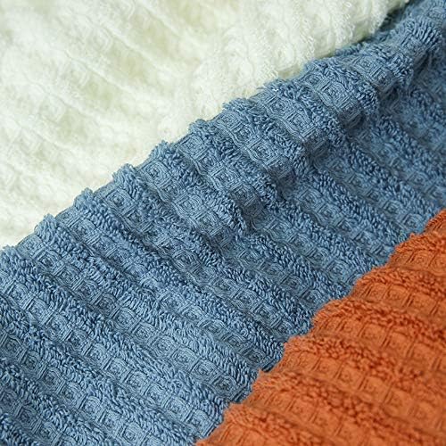 sense gnosis Waffle Hand Towel Striped Pattern Soft 100% Cotton Ultra Absorbent Hand Towels for Bathroom 13 x 29 Inch (Coral Orange, 2 Pieces)
