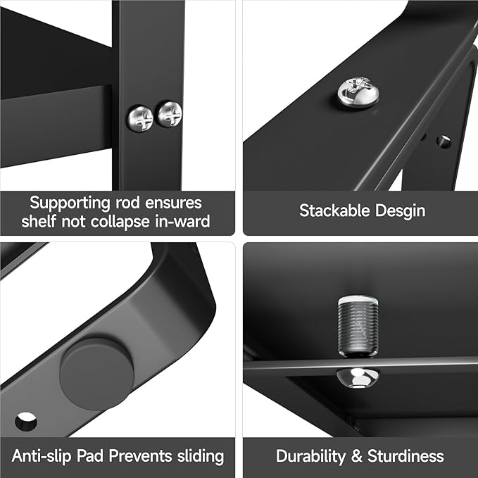 2Pack 16.5-27’’L Expandable Cabinet Countertop Shelf Organizer, Stackable Metal Shelves, Kitchen Organizers and Storage, Black Storage Spice Rack for Pantry and Cupboard
