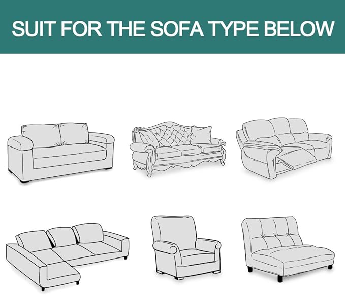 MYSKY HOME White Geometrical Sofa Covers, Couch Cover for 2 Cushion Couch, Sectional Couch Cover Living Room Sofa Throws Sofa Slipcovers for Pets, & Kids (X-Large, 71" x 118", White)