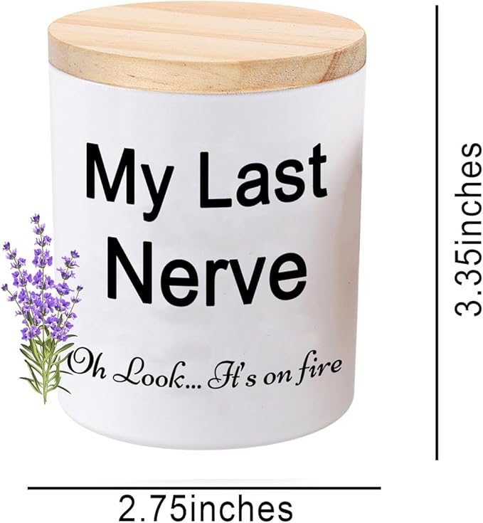 BFJLIFE Candles Gifts for Women Funny Unique Novelty My Last Nerve Candle Christmas Birthday Gift for Sister Best Friend Stocking Stuffers for Women Lavender Scented Soy Candle