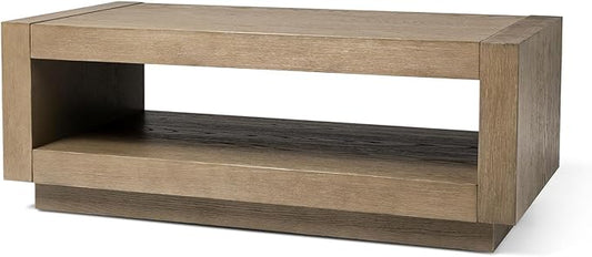 Maven Lane Artemis Coffee Table – 18 Inch Rectangle Table with Storage – Grey Solid Wood – Ideal for Living Room and Lounge