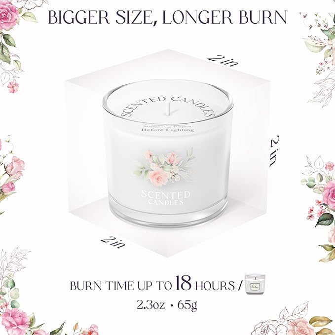 Scented Candles, Scented Candle Gift Set for Stress Relief, 3 Votive Candles for Women and Men, Birthday Candle Gifts for Women, Christmas Candles for Women (Pink + Purple + White, 7 oz)