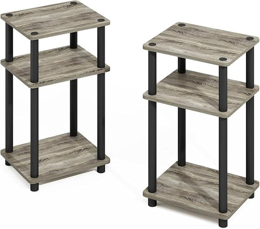 Furinno Turn-N-Tube Storage Shelves, Stackable Standing Shelf, Open Corner Shelf, for Organization and Storage, Living Room, Garage, Home Office, French Oak