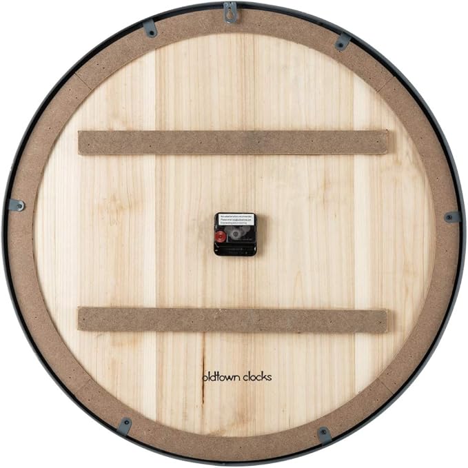 Oldtown Farmhouse Metal & Solid Wood Noiseless Wall Clock (Whitewash, 24-inch)