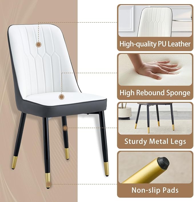 Small Dining Table Set for 4, 50'' Sintered Stone Table, Easy to Assemble, Suitable for Small Spaces