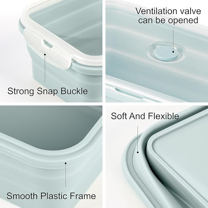 Extra Large Collapsible Silicone Food Storage Containers With Lids & Air Vent, 2 Pack 2000ml/68oz, XXL Foldable Marinade Container for Kitchen, Camping, Dishwasher, Microwave, Freezer Safe, BPA Free