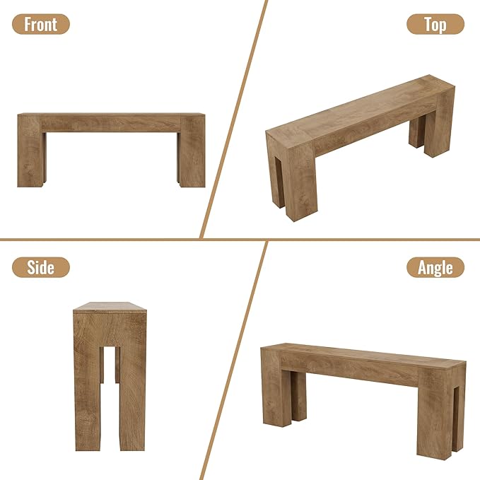 Extra Long Sofa Console Table for Entryway Living Room, 79-Inch Farmhouse Wood Behind Couch Table, Rectangular Accent Console with Wooden Double Base for Hallway Foyer Entrance, Natural Oak