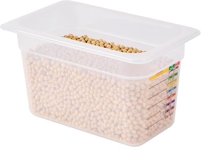 Restaurantware Food Pans Pack of 10 Plastic Rectangle Food Containers 1/4 Size with Traceability Label, Storage Containers Dishwashable Hot Cold Friendly for Restaurants Buffet Commercial Use