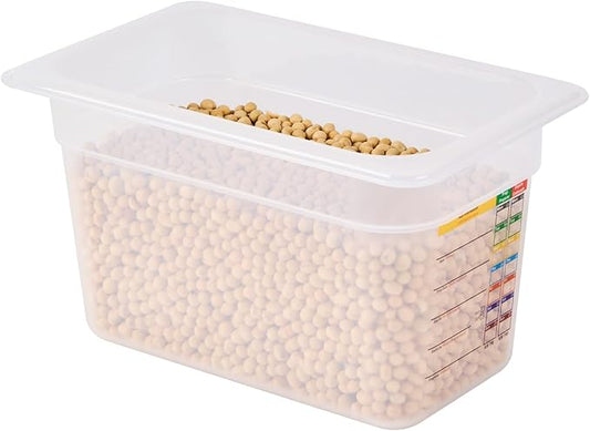 Restaurantware Food Pans Pack of 10 Plastic Rectangle Food Containers 1/4 Size with Traceability Label, Storage Containers Dishwashable Hot Cold Friendly for Restaurants Buffet Commercial Use