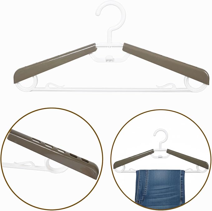 6-Pack Heavy Duty Plastic Extra-Wide Arm 15"-23" Suits Clothes Hangers with Swivel Hooks,Perfect for Coat,Jacket,Dress,Shirt,Trousers or Closet Space Saving,Grey&White