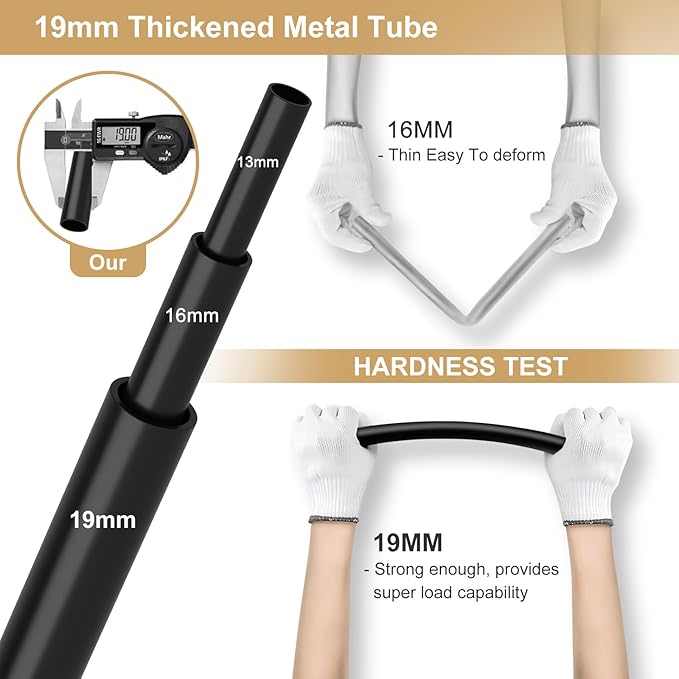 VTRIN Portable Closet Wardrobe for Hanging Clothes Closet with Cover, 3 Hanging rods, 6 Storage Shelves and Side Pocket, Diameter 19mm Metal Pipe, Sturdy Free Standing Closet for Bedroom, Black