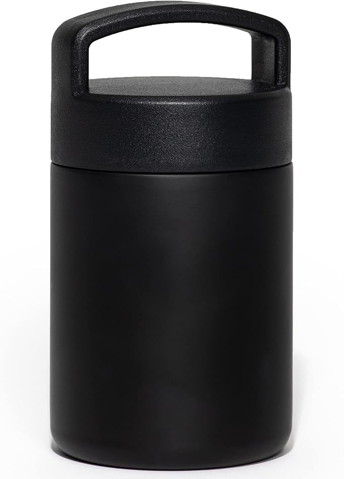 WeeSprout Insulated Stainless Steel Lunch Thermos, Soup Bottle for Hot & Cold Foods, 12 oz Jar for Children, Kid-Friendly Handle, Leakproof Container, Termos Para Comida Caliente (Black)